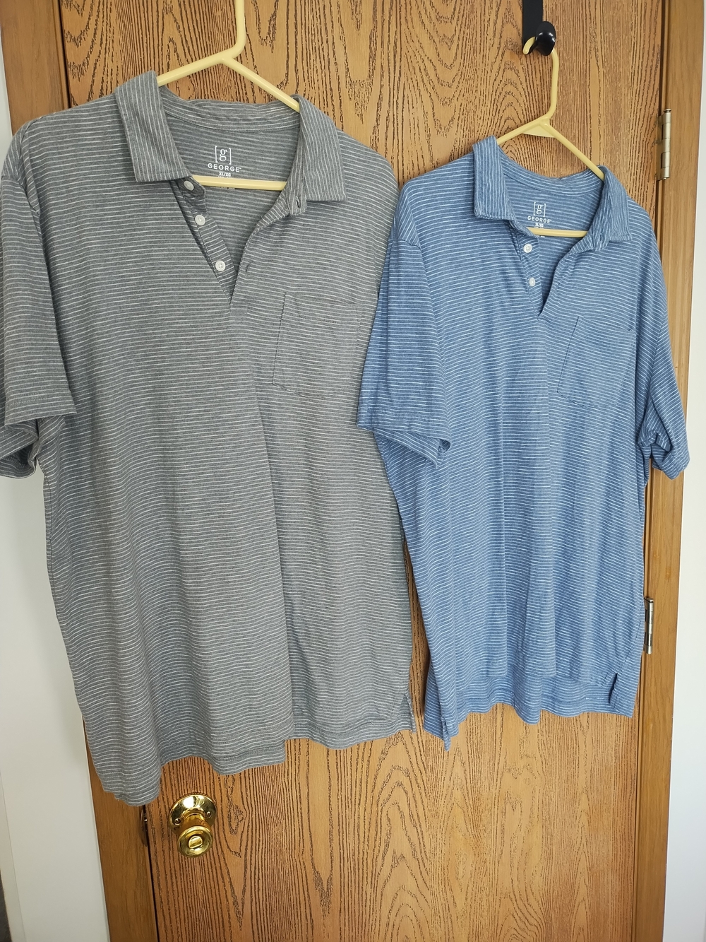 NWOT-George Men’s Short Sleeve Pocket Polo Shirts - Gray & Blue Pair